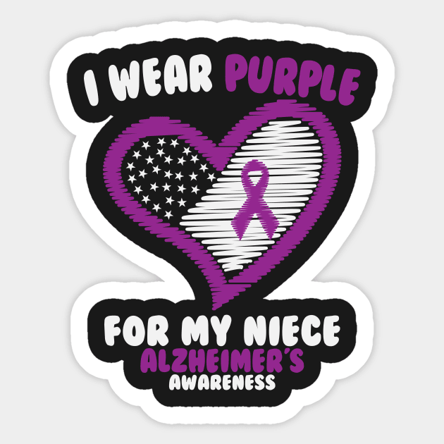 Alzheimers Awareness - I Wear Purple For My Niece Sticker by CancerAwarenessStore